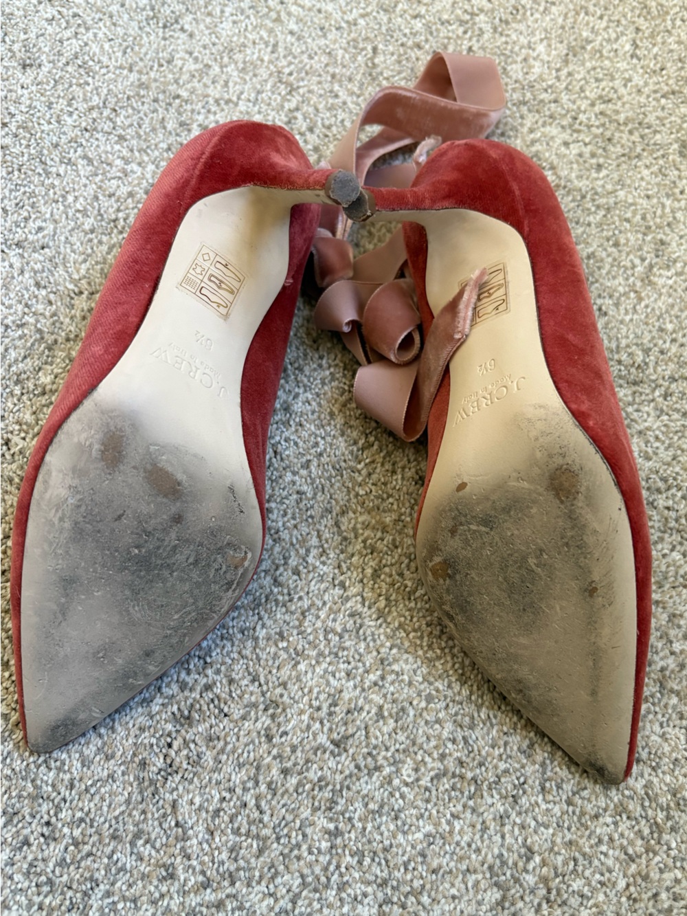 J.Crew - Women’s Elsie Velvet Ankle-Wrap Pumps - Rust Blush Pink - Size 6.5 - Picture 7 of 11
